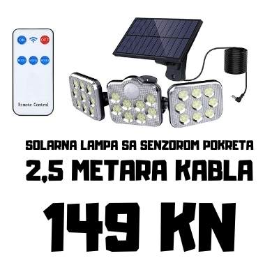 SOLARNA LAMPA SA 2 ,5 METARA KABLA