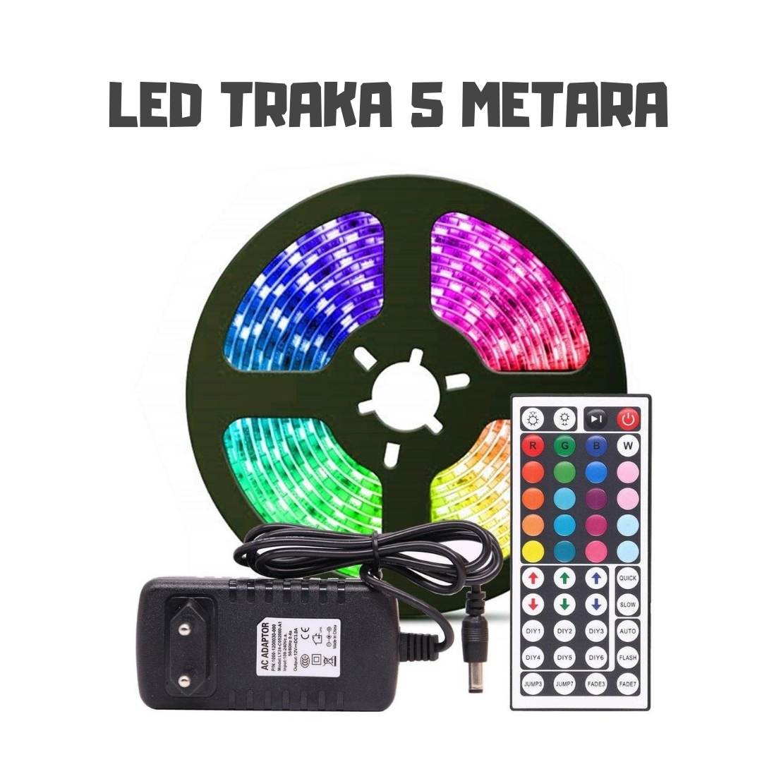 LED TRAKA U BOJI 5 METARA LED STRIP LED TRAKA ZA KUHINJU I DALJINSKI ...