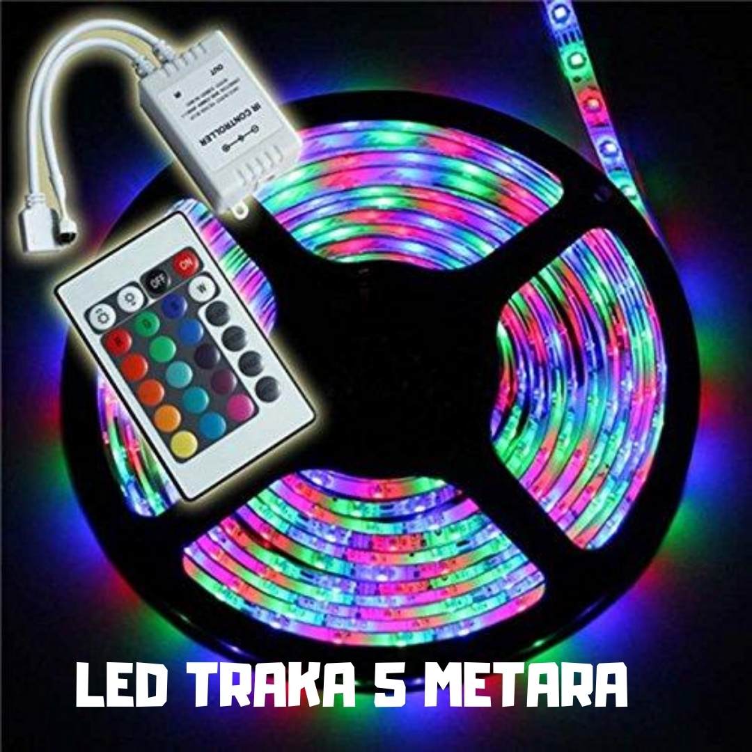 LED TRAKA U BOJI 5 METARA LED STRIP LED TRAKA ZA KUHINJU I DALJINSKI ...